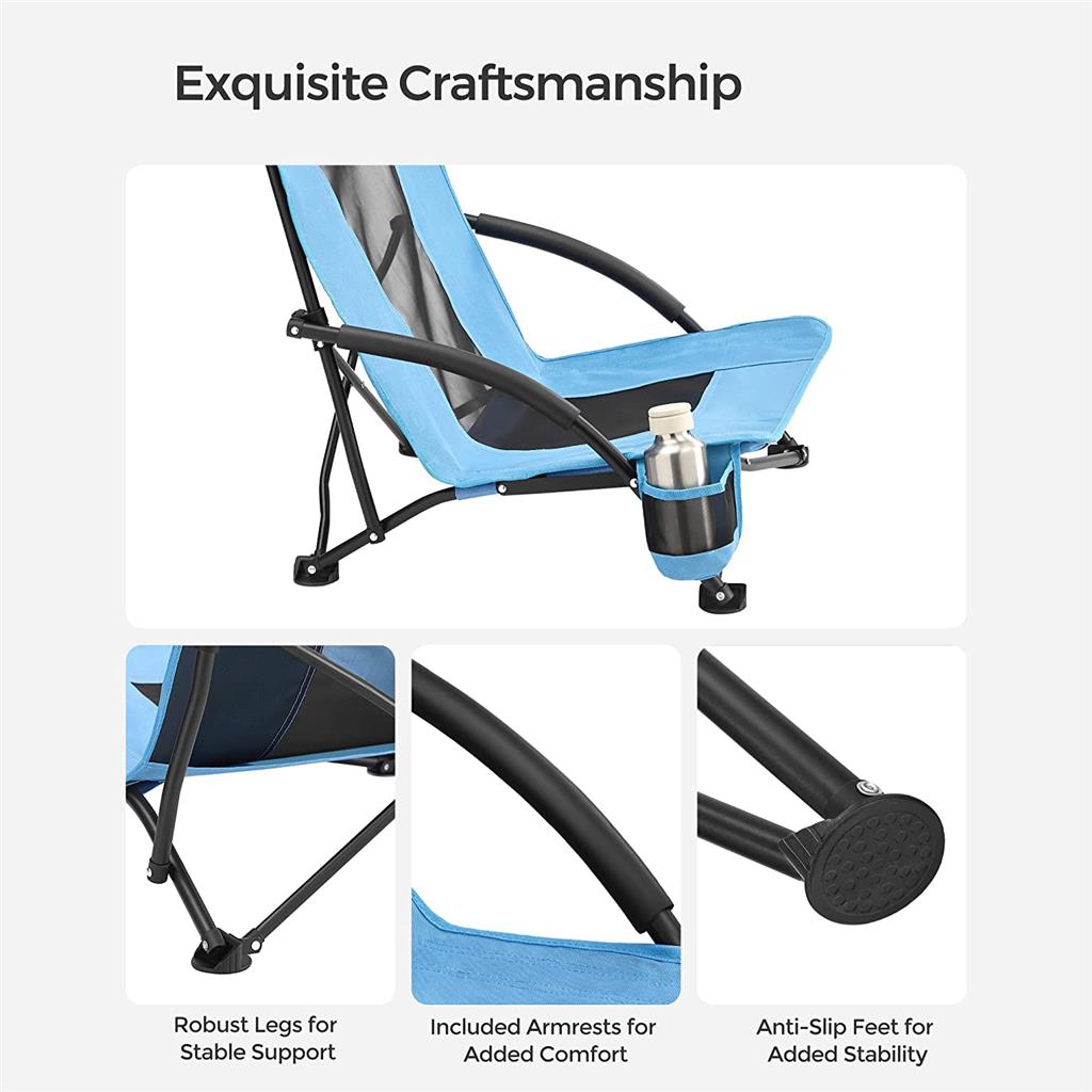 Set of 2 Portable Beach Chairs for Adults - HWLEXTRA 