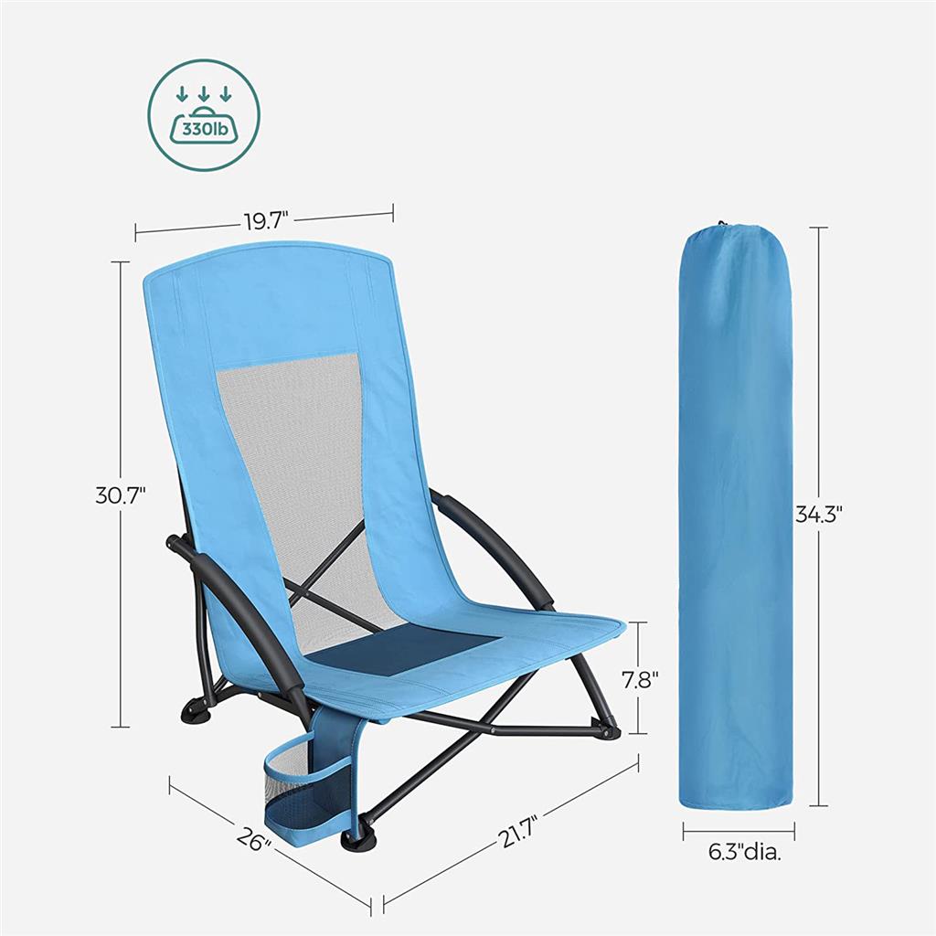 Set of 2 Portable Beach Chairs for Adults - HWLEXTRA 