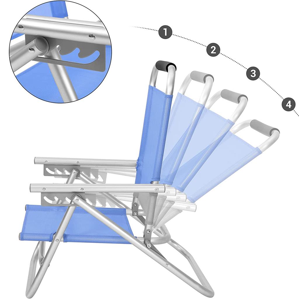 Portable Beach Chair with Reclining Backrest - image 3