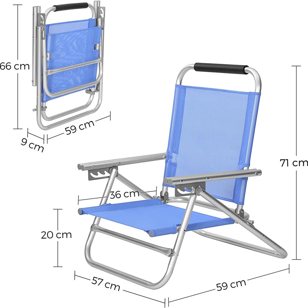 Portable Beach Chair with Reclining Backrest - image 7