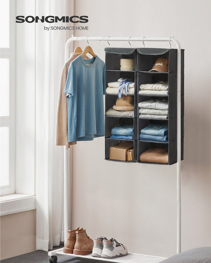 Set of 2 Hanging Closet Organizer Set with Foldable Storage Shelves Gray - image 2