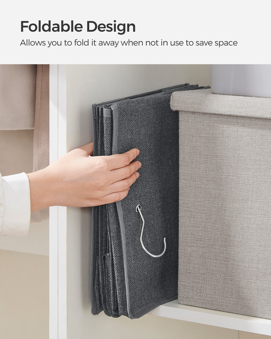 Set of 2 Hanging Closet Organizer Set with Foldable Storage Shelves Gray - image 8