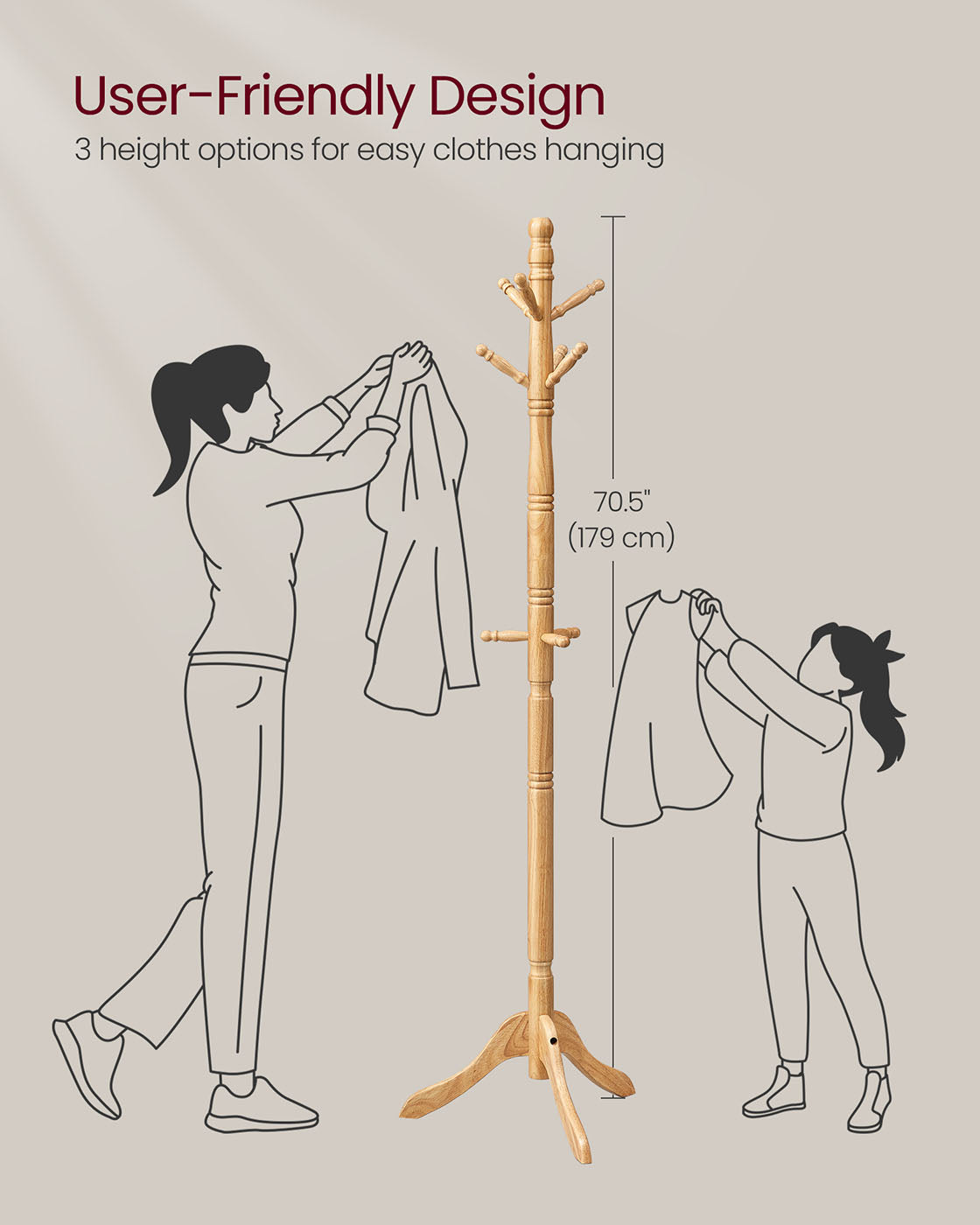 Solid Wood Coat Rack and Stand