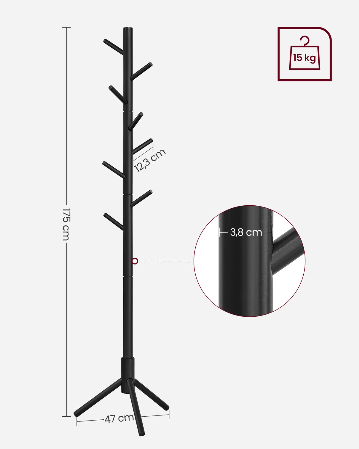 Black Free Standing Wood Coat Stand