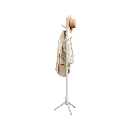 Coat Rack, Solid Wood Coat Stand, Free Standing Hall Coat Tree with 8 Hooks for Coats - Cappuccino Beige / Modern