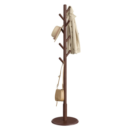 Solid Wood Coat Rack with 8 Hooks Caramel Brown - image 1