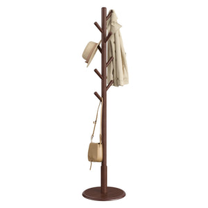 Solid Wood Coat Rack with 8 Hooks Caramel Brown - image 7