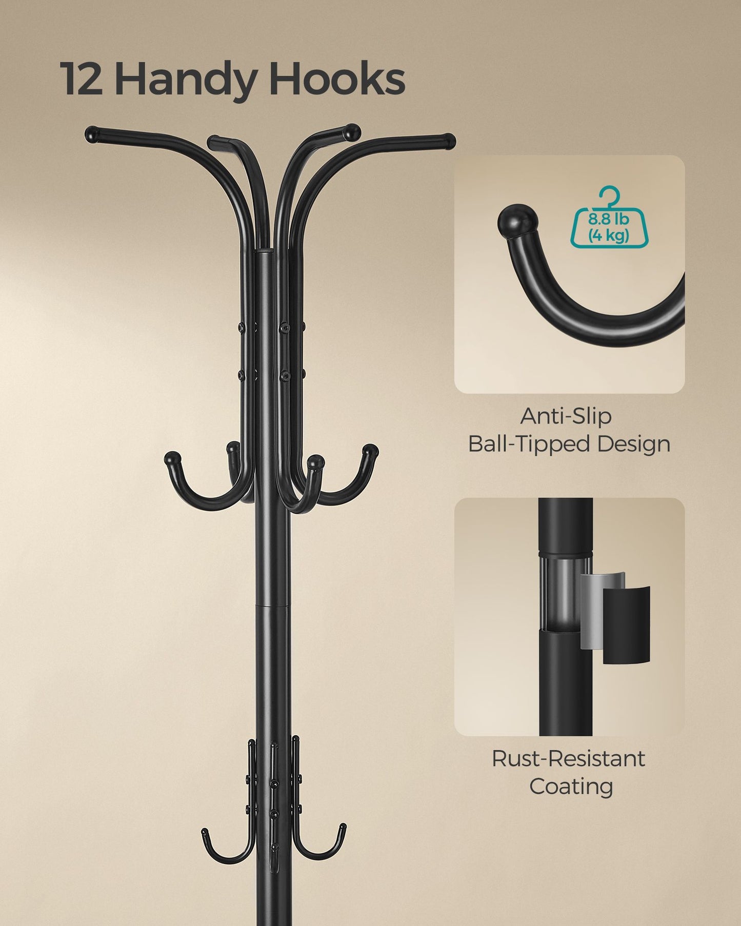 Coat Rack Freestanding with Umbrella Holder - HWLEXTRA 
