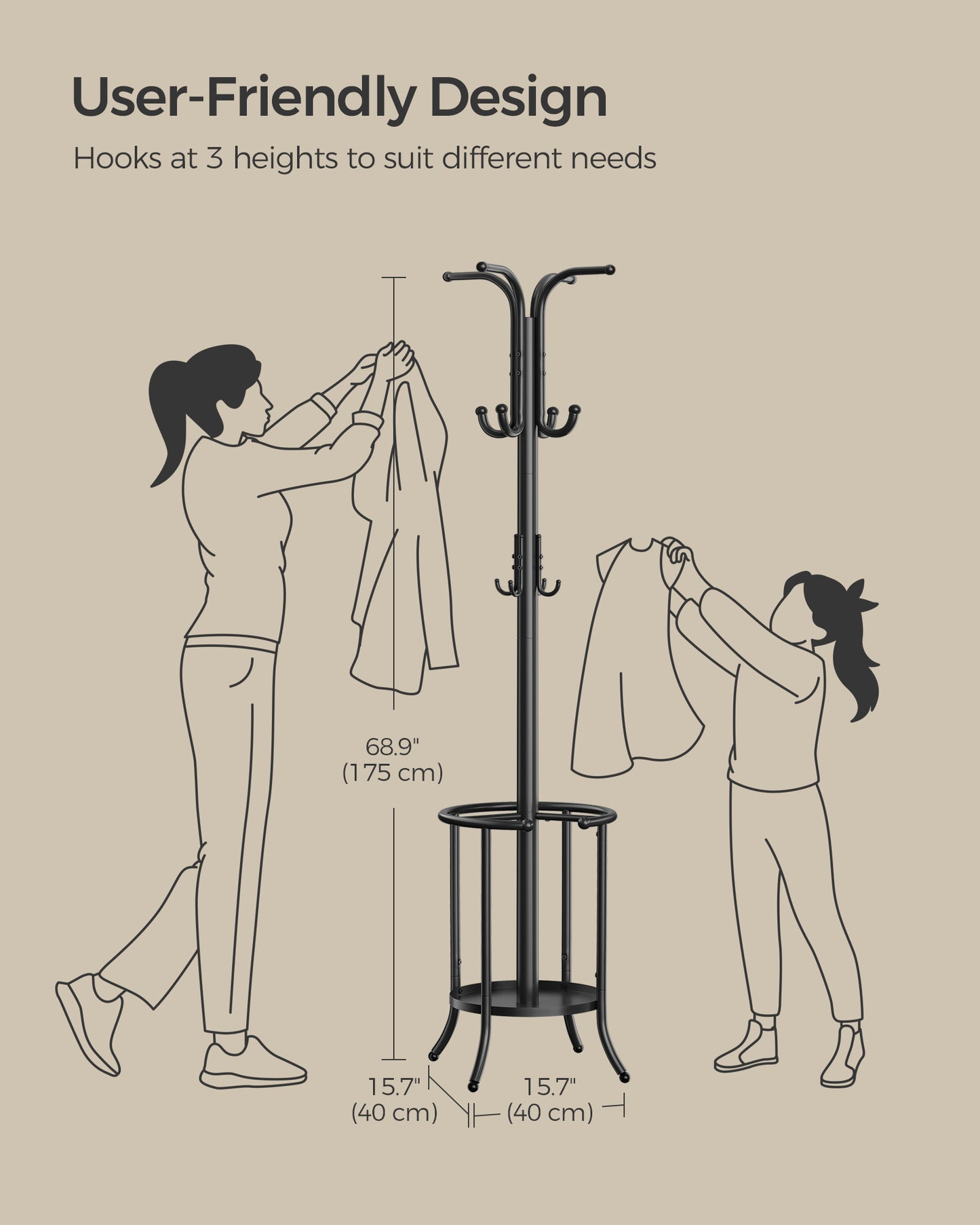Coat Rack Freestanding with Umbrella Holder - HWLEXTRA 
