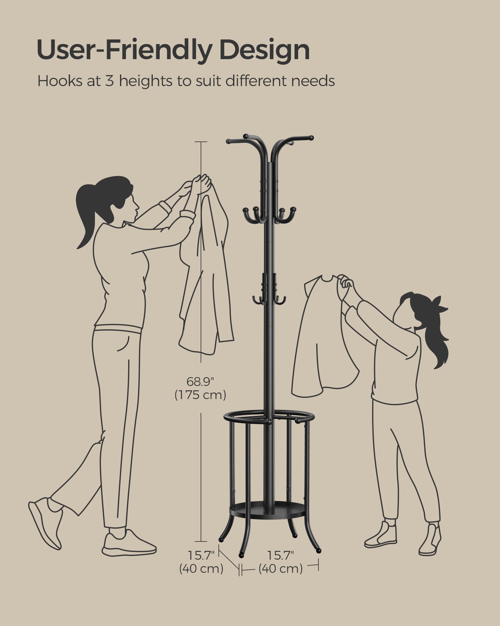 Coat Rack Freestanding with Umbrella Holder - HWLEXTRA 