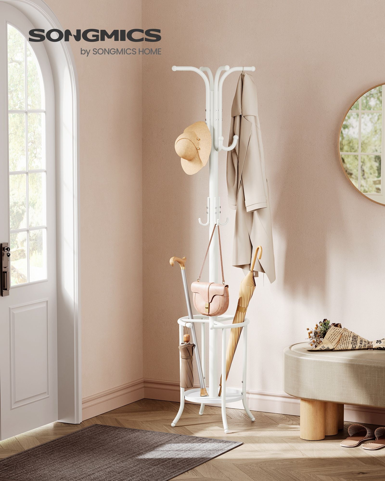 Coat Rack Freestanding with Umbrella Holder - HWLEXTRA 