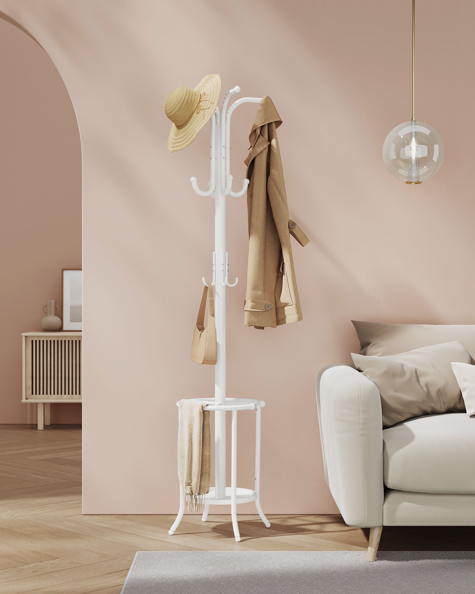 Coat Rack Freestanding with Umbrella Holder - HWLEXTRA 