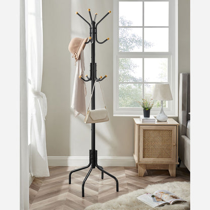 Coat Rack Freestanding with 12 Hooks and 4 Legs