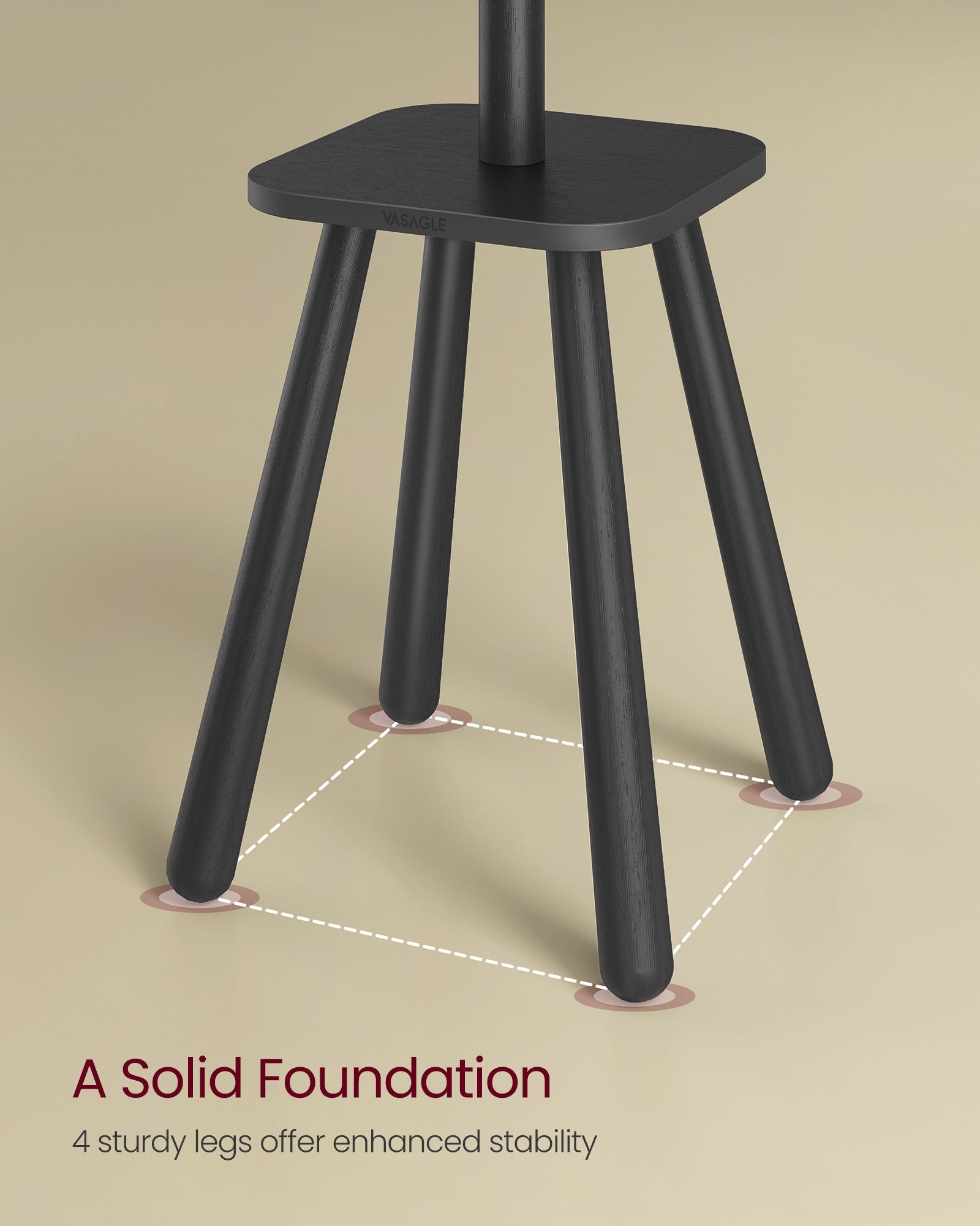 Free Standing Coat Stand with 8 Hooks and Storage Shelf - HWLEXTRA 