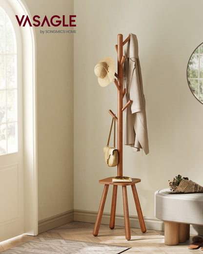 Free Standing Coat Stand with 8 Hooks and Storage Shelf - HWLEXTRA 