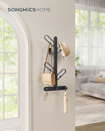 Wall-Mounted Coat Rack with 7 Hooks, Ball Tips