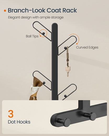 Wall-Mounted Coat Rack with 7 Hooks, Ball Tips