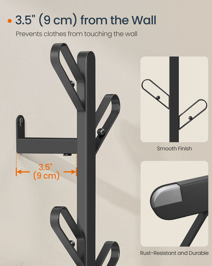 Wall-Mounted Coat Rack with 7 Hooks, Ball Tips
