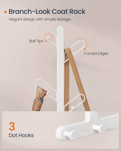Wall-Mounted Coat Rack with 7 Hooks, Ball Tips