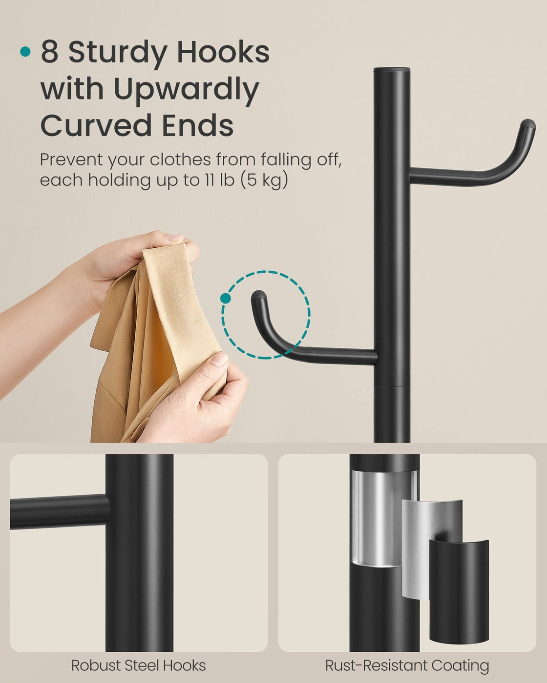 Freestanding cactus coat rack with sturdy hooks - HWLEXTRA 