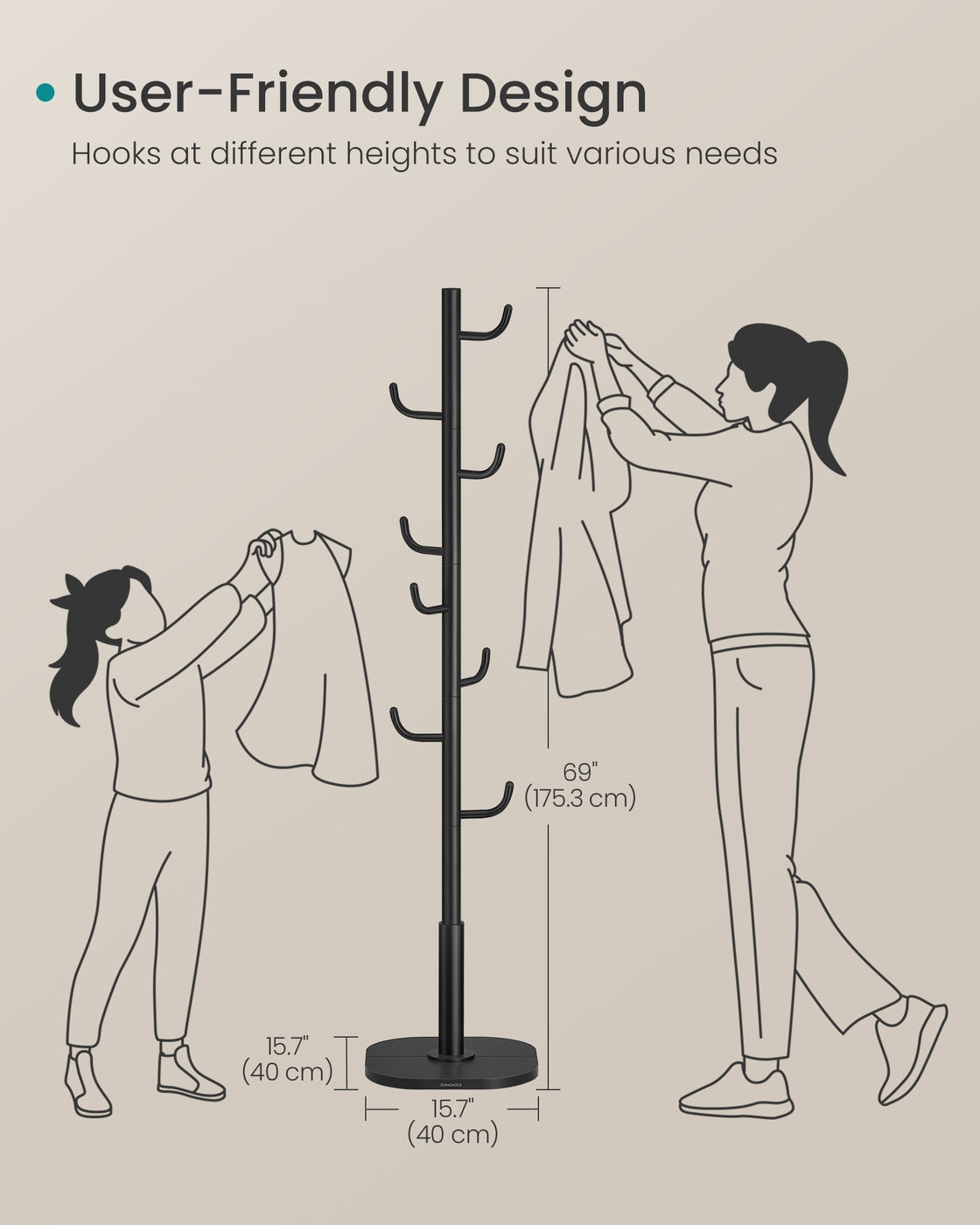 Freestanding cactus coat rack with sturdy hooks - HWLEXTRA 