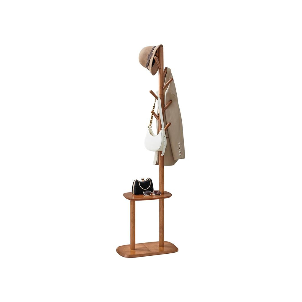 Hall Coat Tree with 8 Hooks and Storage Shelf