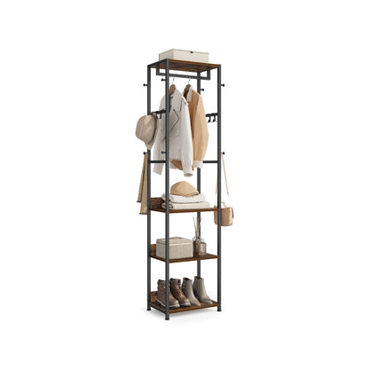 Coat rack freestanding hall tree with shelves - image 14