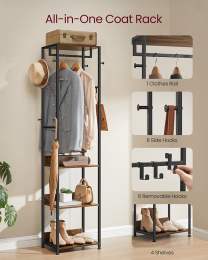 Coat rack freestanding hall tree with shelves - image 9