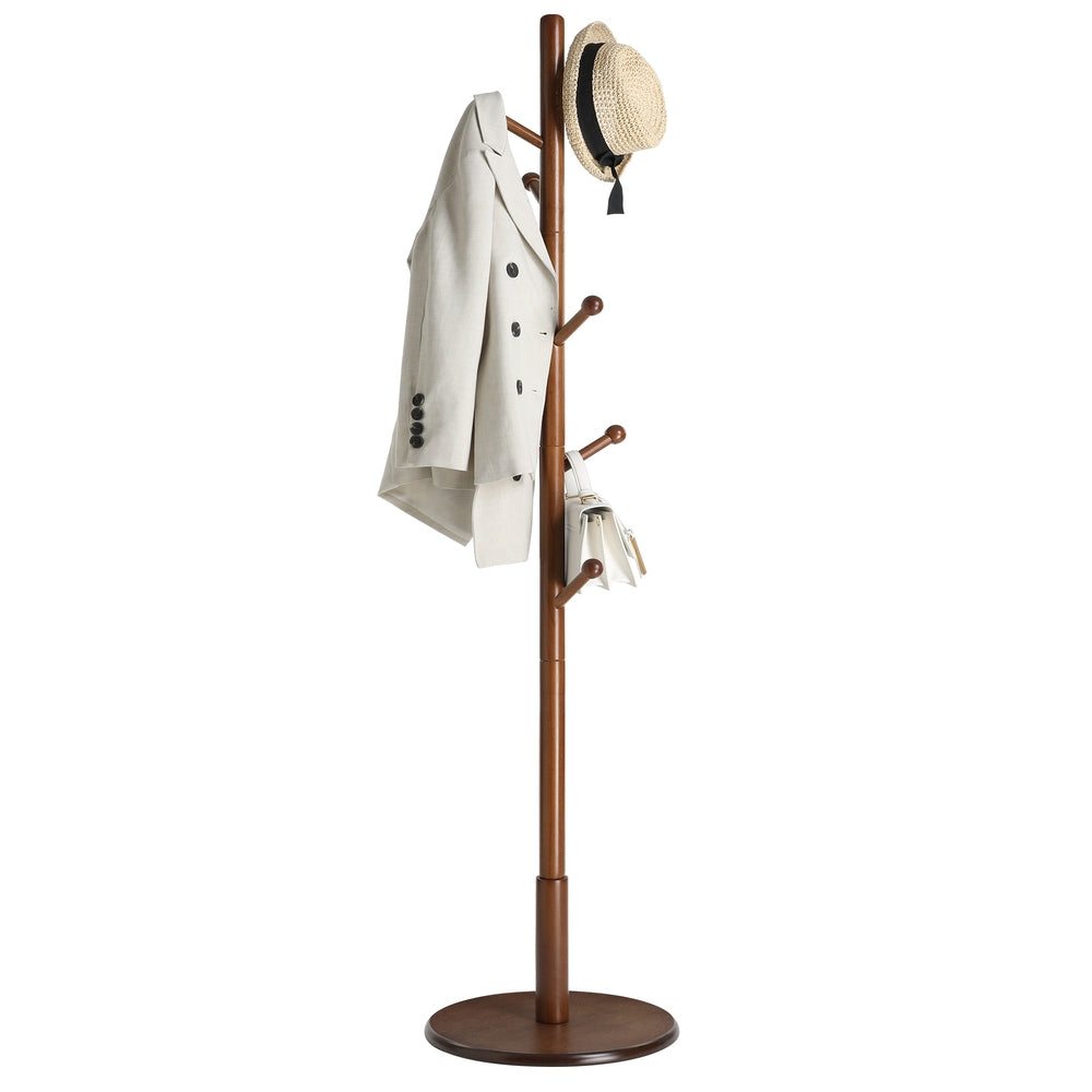 Solid Wood Coat Rack with 8 Hooks Caramel Brown - image 8