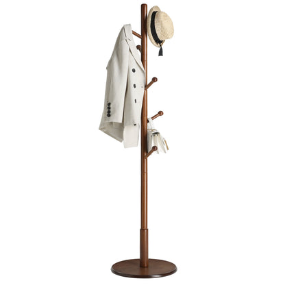 Solid Wood Coat Rack with 8 Hooks Caramel Brown - image 8