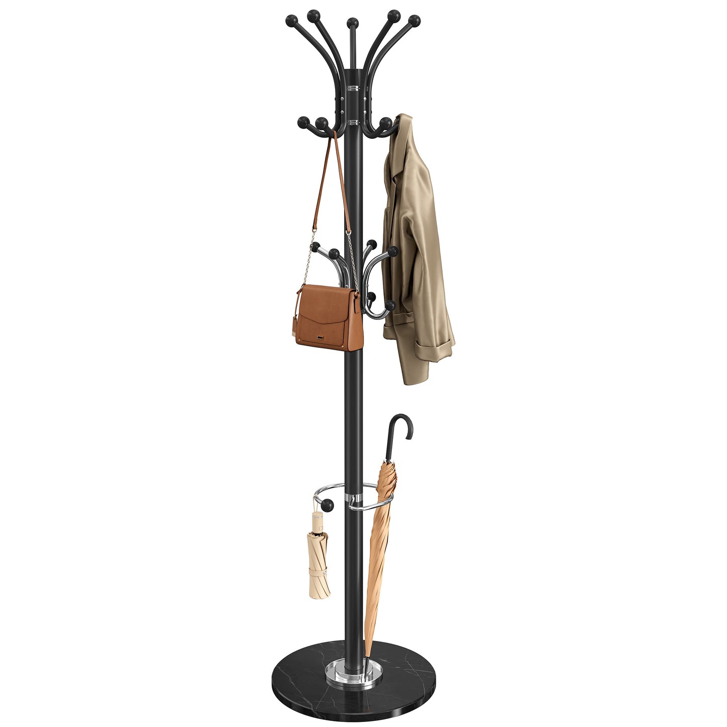 Freestanding Coat Rack, Steel Coat Tree with Marble Base - image 10