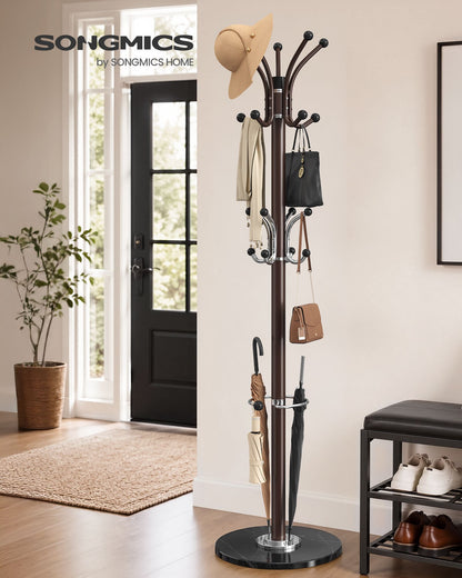 Freestanding Coat Rack, Steel Coat Tree with Marble Base - image 2