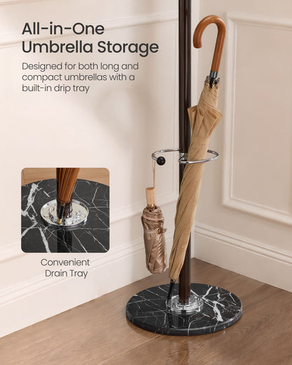 Freestanding Coat Rack, Steel Coat Tree with Marble Base - image 3