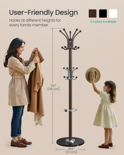 Freestanding Coat Rack, Steel Coat Tree with Marble Base - image 4