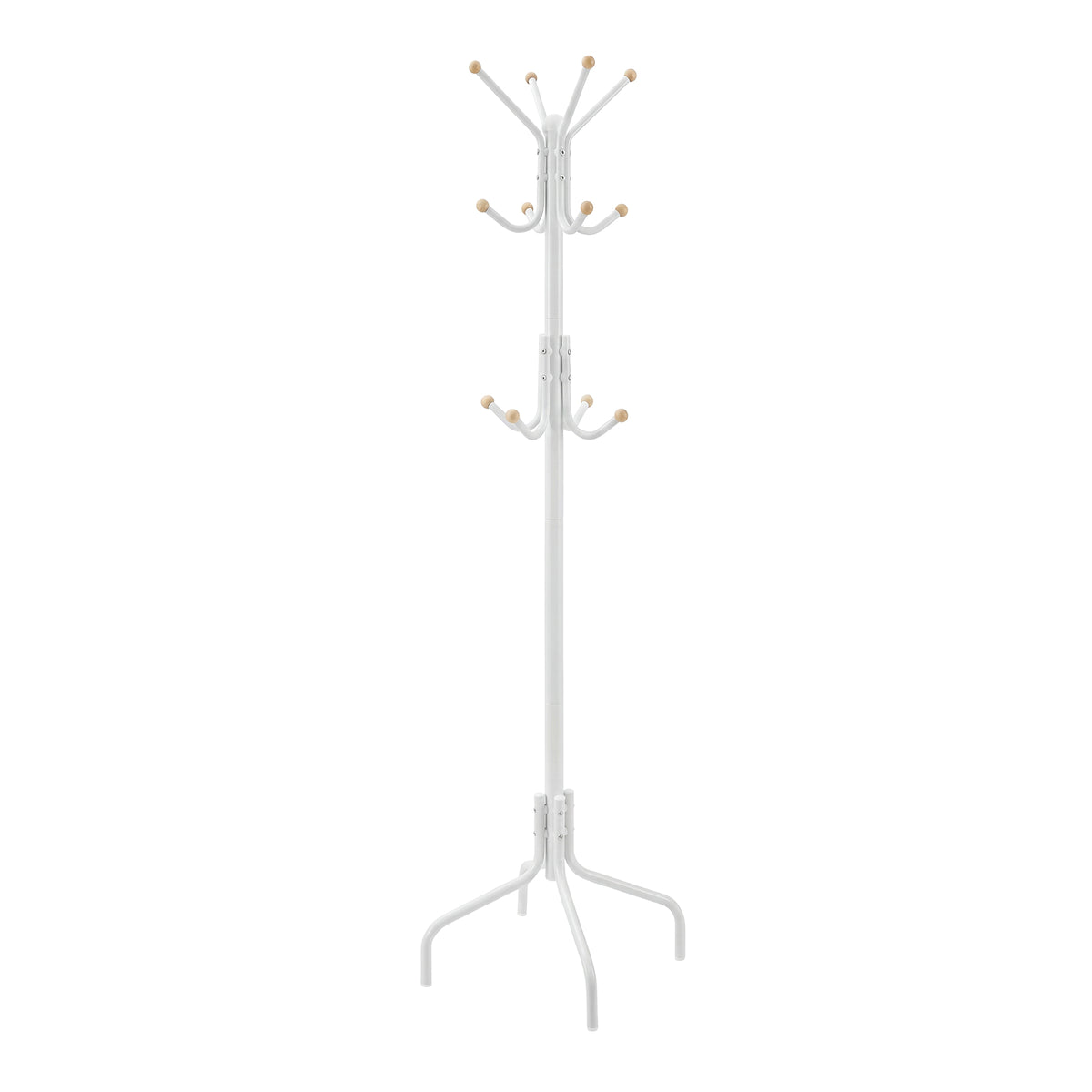 Coat Stand, Metal Coat Rack with 12 Hooks, 4 Legs