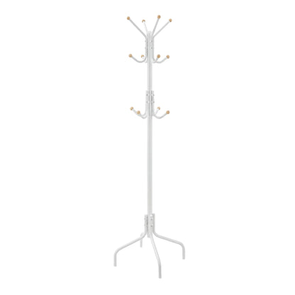 Coat Stand, Metal Coat Rack with 12 Hooks, 4 Legs