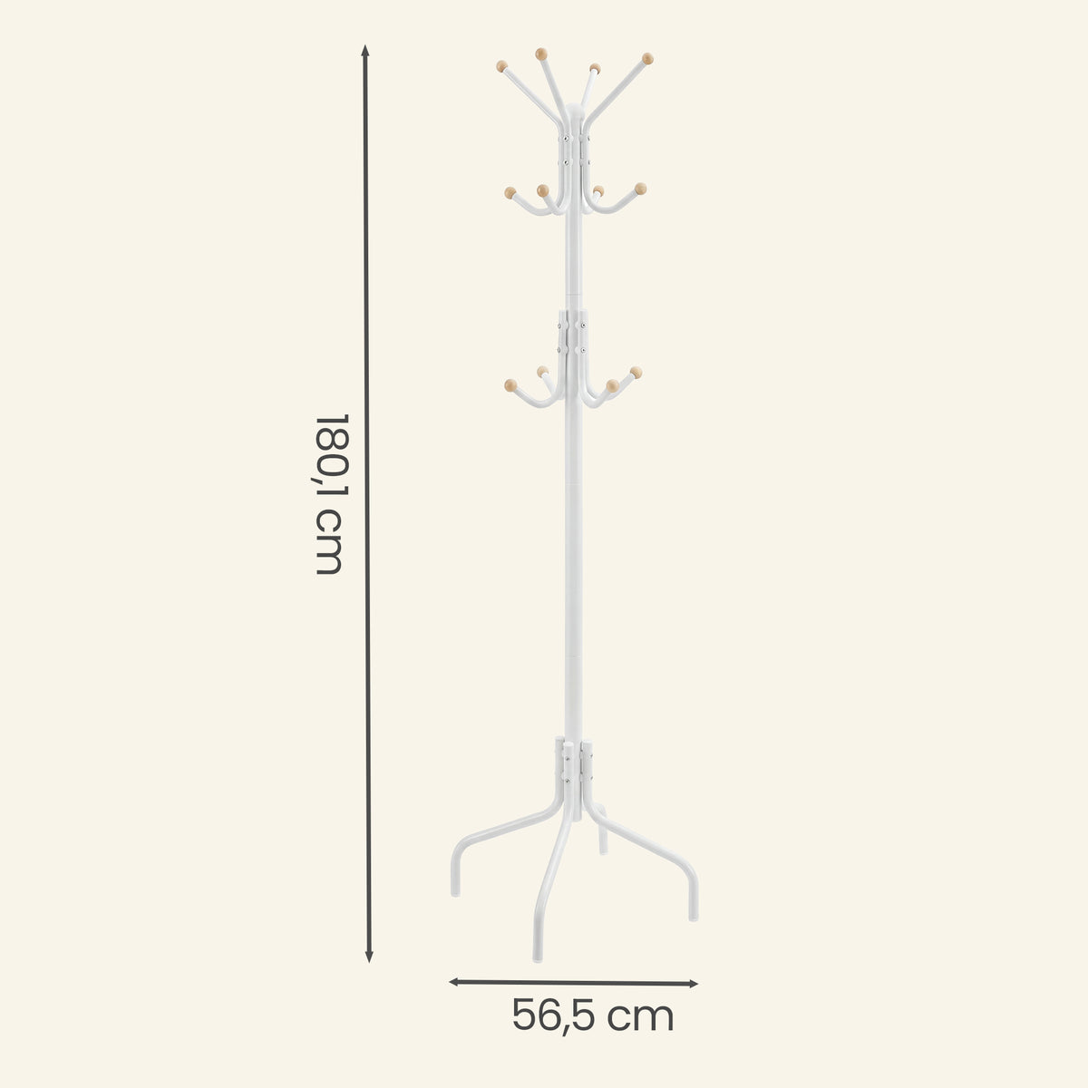 Coat Stand, Metal Coat Rack with 12 Hooks, 4 Legs