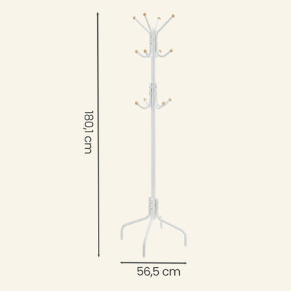 Coat Stand, Metal Coat Rack with 12 Hooks, 4 Legs
