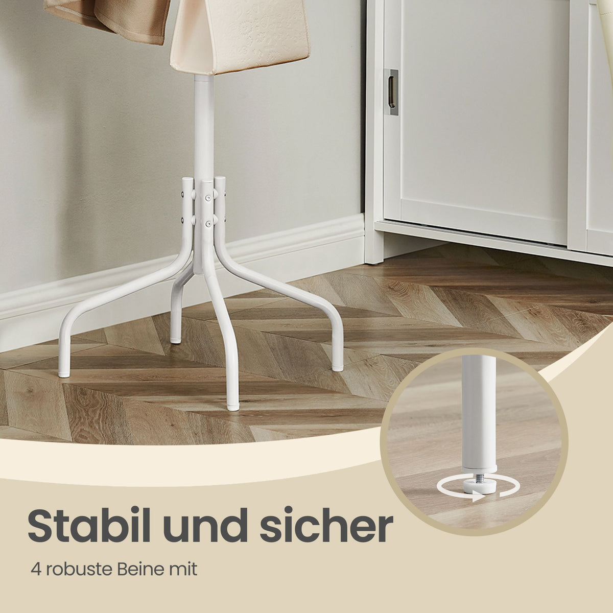 Coat Stand, Metal Coat Rack with 12 Hooks, 4 Legs