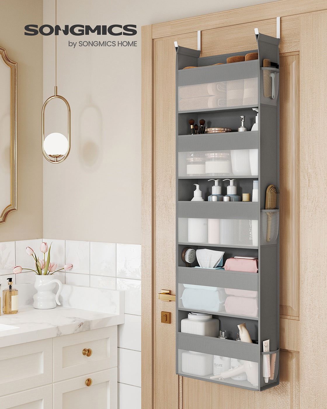 Set of 2 Hanging Door Organizers with 5 Large Pockets - HWLEXTRA 
