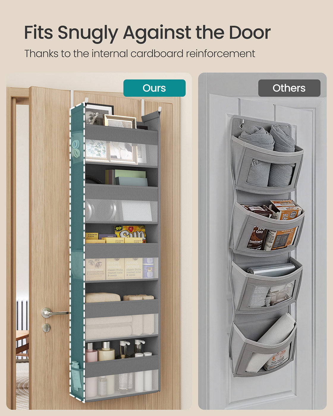 Set of 2 Hanging Door Organizers with 5 Large Pockets - HWLEXTRA 
