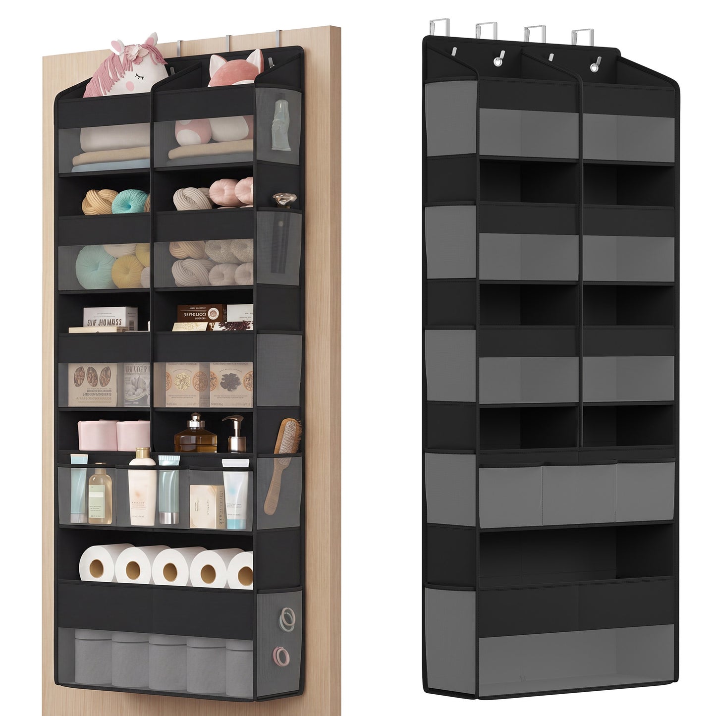 Over-the-Door Organizer, 5 Tier Extra Large of 9 Compartments door storage, extra wide Transparent, Heavy-Duty - image 1