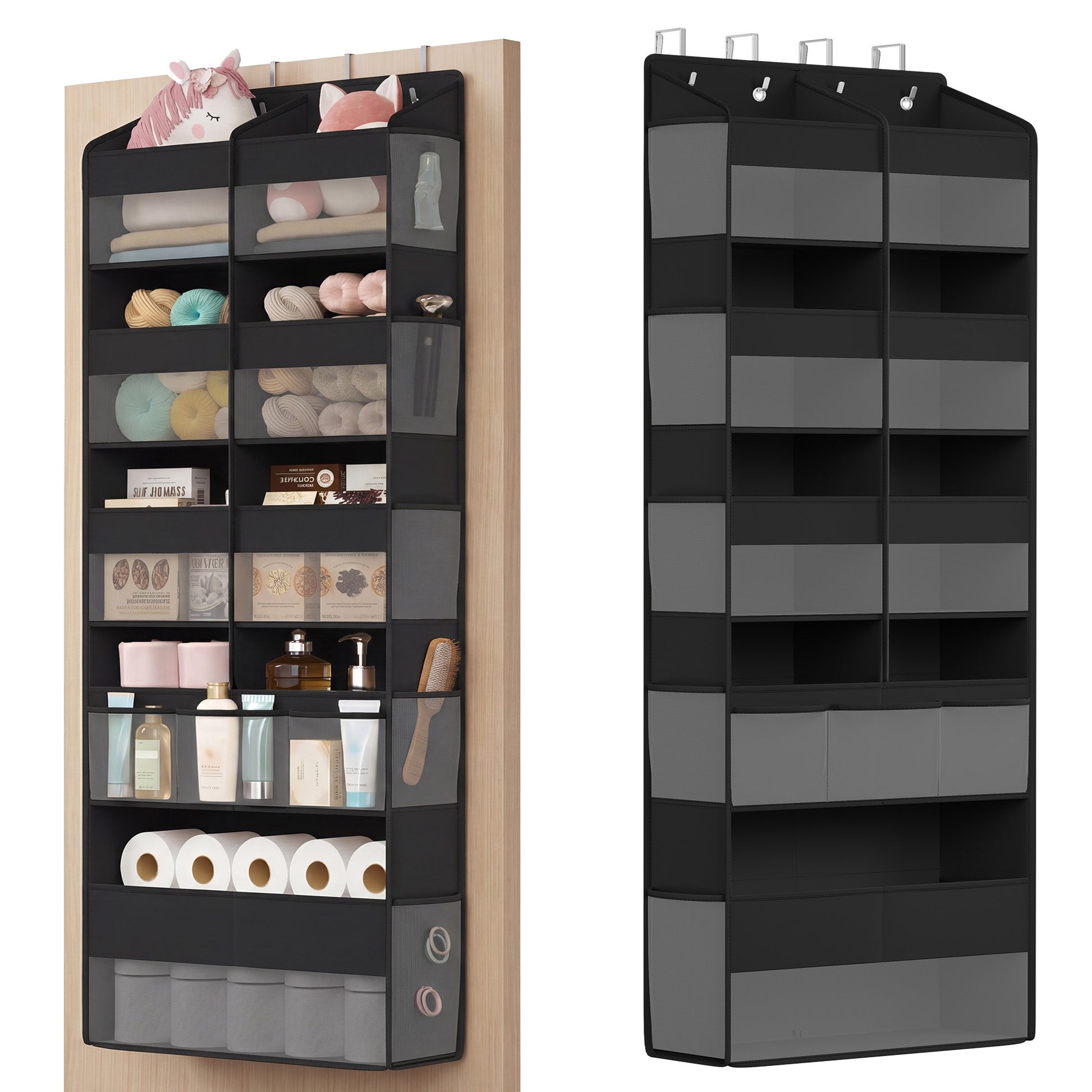Over-the-Door Organizer, 5 Tier Extra Large of 9 Compartments door storage, extra wide Transparent, Heavy-Duty - image 1