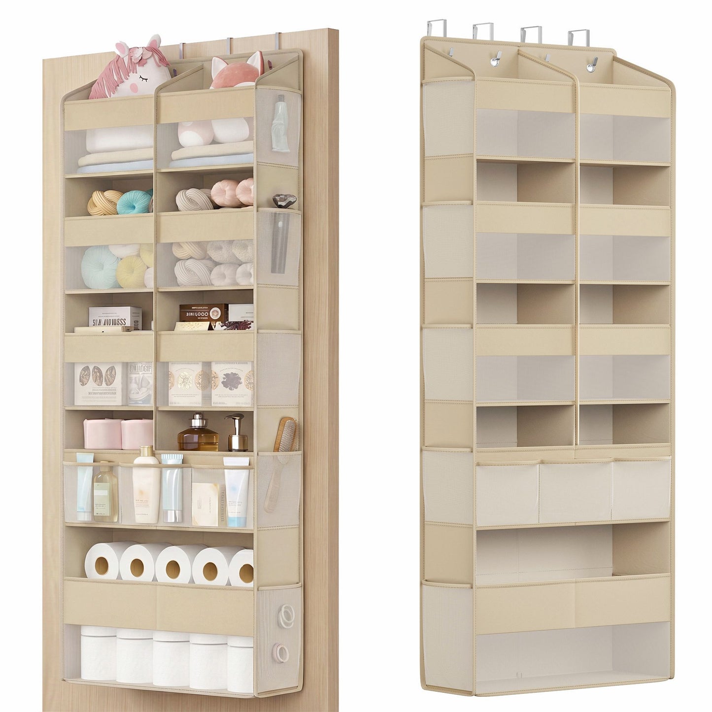 Over-the-Door Organizer, 5 Tier Extra Large of 9 Compartments door storage, extra wide Transparent, Heavy-Duty - image 4