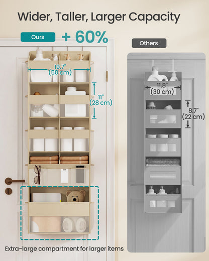Over-the-Door Organizer, 5 Tier Extra Large of 9 Compartments door storage, extra wide Transparent, Heavy-Duty - image 5