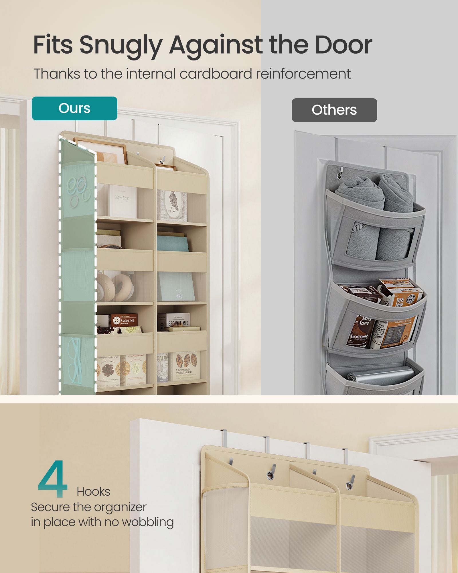 Over-the-Door Organizer, 5 Tier Extra Large of 9 Compartments door storage, extra wide Transparent, Heavy-Duty - image 6