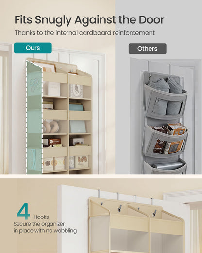 Over-the-Door Organizer, 5 Tier Extra Large of 9 Compartments door storage, extra wide Transparent, Heavy-Duty - image 6
