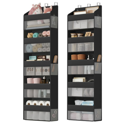 Over-the-Door Organizer, 2 Pack 5-Tier Door Hanging Storage Shelf, Transparent, Pockets, Metal Hooks - image 8
