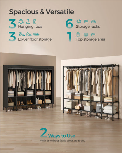 83.5 Inch Wardrobe Closet with 5 Hanging Rails and 10 Shelves