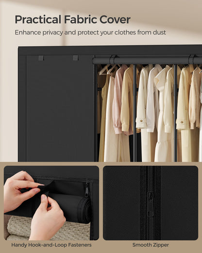 83.5 Inch Wardrobe Closet with 5 Hanging Rails and 10 Shelves